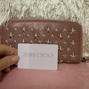 Authentic Jimmy Choo Mauve Wallet with Silver Star Accents